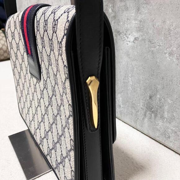 Authentic Gucci GG Supreme Navy Monogram Crossbody Sherry Canvas Shoulder Bag - Picture 9 of 14